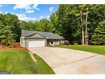 Charming single-Gathering home featuring a well-manicured lawn, long driveway, and a two-car garage at 431 Hampton Grn, Peachtree City, GA 30269
