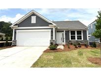 Charming single-story home with gray siding, white trim, stone accents, and a well-maintained front yard at 128 Laurel Farms Ln, Dallas, GA 30157