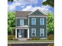Two-story home with gray roof, teal siding, and white columns at 10 Spirea Way, Auburn, GA 30011