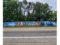 A large mural that reads, 
