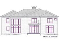 Front elevation of a house with large windows, modern exterior, and stone accents at 174 Devore Rd, Alpharetta, GA 30009