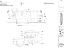 Architectural drawing showcases right and rear elevations of a two-story home design at 2318 Polar Rock Sw Ter, Atlanta, GA 30315