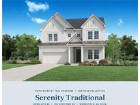 Two-story house with white and gray exterior, and a three-car garage at 733 Keystone Dr, Woodstock, GA 30188