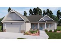Craftsman style home with gray siding, light blue accents, and a two-car garage at 8960 Callaway Dr, Winston, GA 30187