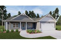 Gray two-story house with white accents, two-car garage, and landscaped yard at 8970 Callaway Dr, Winston, GA 30187