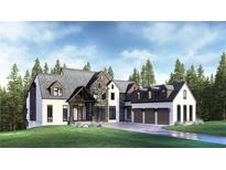 Stunning new construction home with a modern farmhouse design, three-car garage, and well-manicured lawn at 3661 Clubwood Trl, Marietta, GA 30068