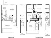 Detailed floor plan showcasing the layout of a two-story house with multiple bedrooms, living spaces, and attached garage at 4629 Electric Ave, Mableton, GA 30126