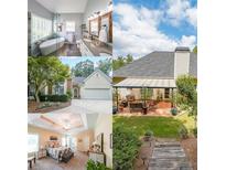 Real estate collage showcasing the bathroom, front of house, back patio and main bedroom at 2678 Neighborhood S Walk, Villa Rica, GA 30180