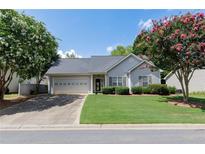 Charming single-story home with well-manicured lawn and attached two-car garage at 142 Carl Barrett Dr, Canton, GA 30115