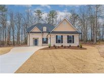 Charming brick home featuring manicured lawn, black shutters, dormer window, and paved driveway at 362 Pecan Ct, Mcdonough, GA 30252
