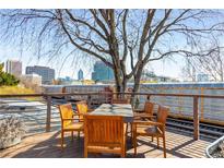 Inviting outdoor deck with wooden table, chairs, and scenic city view, ideal for entertaining at 500 Means Nw St # F, Atlanta, GA 30318