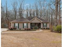 Charming one-story home with a well-manicured lawn, beautiful landscaping and inviting entrance at 7295 Hickory Bluff Dr, Cumming, GA 30040