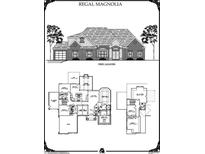 Front elevation of a Regal Magnolia brick home with attached garage at 2102 Lacroix Way, Conyers, GA 30094