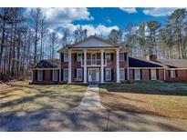 Traditional two-story brick home featuring a prominent portico and large front yard at 744 Hampton Locust Grove Rd, Hampton, GA 30228
