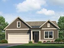 Charming single-story home with gray siding, white trim, a two-car garage, and manicured landscaping at 76 Lakeview Pt, Dallas, GA 30157