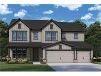 New two story home featuring a welcoming porch, three car garage, and neutral colored siding at 4830 Briscoe Dr, Cumming, GA 30028