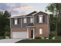 Charming two-story home with a brick and gray siding exterior and a well-manicured lawn at 7158 Brushwood Bend (110), Lithonia, GA 30058