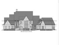Detailed architectural rendering showcases a charming stone and brick home with soaring windows at 5170 Howard Road A, Cumming, GA 30040