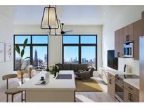 Bright, open living space with skyline view, modern kitchen, and comfortable seating area at 567 Ponce De Leon Ne Ave # 510, Atlanta, GA 30308