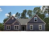 Charming single-story home featuring gray siding, a stone foundation, and a welcoming front entrance at 28 Loth Wages (Lot 28) Rd, Dacula, GA 30019