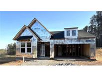 A home under construction with visible framing and weatherproofing, showing potential for customization at 156 Easton Park Blvd, Dallas, GA 30157