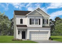 Charming two-story home featuring a painted brick facade, black shutters, and a two-car garage at 1355 Elowen Dr, Austell, GA 30168