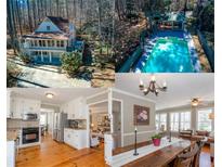 Stunning property featuring a sparkling pool, a charming home exterior, and well-maintained landscaping at 163 Town Creek Drive Dr, Canton, GA 30115