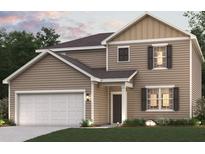 Charming two-story home with neutral siding, attached two-car garage, and well-manicured lawn at 8523 Poston Place Lot 132, Douglasville, GA 30134