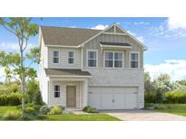 Charming two-story home featuring a stone facade, attached two-car garage, and manicured landscaping at 4201 Brindle Pl, Loganville, GA 30052