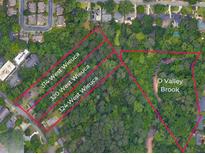 Aerial view of the land parcels at 314, 320, and 324 West Wieuca, showcasing the treed lots at 320 W Wieuca Ne Rd, Atlanta, GA 30342