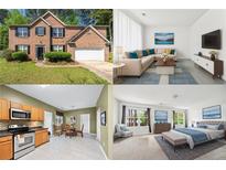 Real Estate Collage: exterior, living room, kitchen and main bedroom at 5330 Willow Park Blvd, Atlanta, GA 30349