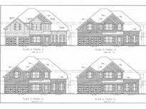 Four elevation drawings showing varied material and design options, including brick and siding at 160 Arden Pl, Alpharetta, GA 30022