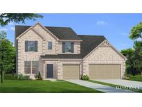 Charming two-story home with brick facade, well-manicured lawn, and a three car garage at 141 Compass Rd, Hampton, GA 30228