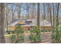 Charming home featuring stone accents and a well-maintained landscape surrounded by mature trees at 1438 Janmar Rd, Snellville, GA 30078