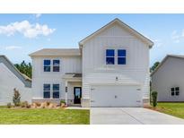 Charming two-story home featuring a modern facade, well-manicured lawn, and attached two-car garage at 213 Groveton Ct, Euharlee, GA 30145