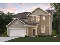 Charming two-story home with a covered front porch, attached garage, and well-manicured lawn at 8517 Polston Place Lot 135, Douglasville, GA 30134