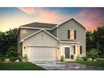 Charming two-story home featuring a brick and siding exterior with a two-car garage at 8517 Polston Place Lot 135, Douglasville, GA 30134