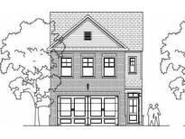 Charming two-story brick home with a two-car garage and classic architectural details, flanked by mature trees at 1914 William Glen St, Dacula, GA 30019