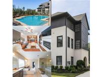 Inviting exterior showcasing a pool, and modern brick and siding architecture at 6626 Sterling Dr, Sandy Springs, GA 30328
