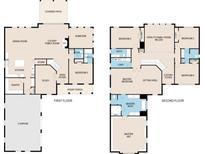 Detailed floor plan showing the layout of the home's two floors and attached three car garage at 2875 Caney Parc Way, Cumming, GA 30041