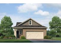 Charming single-Gathering home exterior features a one-car garage and manicured lawn at 2641 Cacao Sq, Acworth, GA 30101