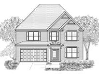 Rendering of a two-story brick home with an attached garage and a well-manicured lawn at 3790 Near Star Ln, Cumming, GA 30028