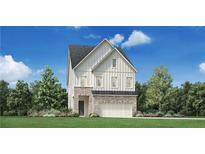 Charming two-story home featuring white vertical siding, brick accents, and an attached two-car garage at 1548 Wicker Wood Se Pl, Smyrna, GA 30080
