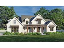 Charming two-story farmhouse featuring white siding, black-trimmed windows, and a welcoming front porch at 278 Sardis Cir, Canton, GA 30114