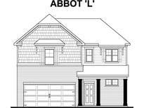 New construction two-story home featuring covered entry and attached two-car garage at 597 River Gardens Dr, Atlanta, GA 30354