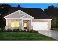 Charming single-Gathering home with stone facade, white trim, and attached two-car garage at 7757 Sheffield Ter, Fairburn, GA 30213