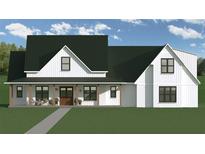 Charming farmhouse-style home with white siding, black window frames, metal roof, and inviting front porch at 349 Morgan Rd, Temple, GA 30179