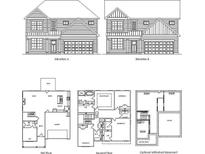 Two home elevations with front-entry garages and various window arrangements at 2553 Adair Ridge Ct, Decatur, GA 30034