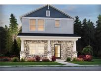 Charming two-story home featuring stone accents, covered porch, and beautifully landscaped front yard at 4690 Hemingway Trl, Cumming, GA 30041