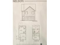 Exterior elevation and floor plan of a Nelson townhome in Liberty Communities, 2023 at 4829 Station Lane -Lot 30, Union City, GA 30349
